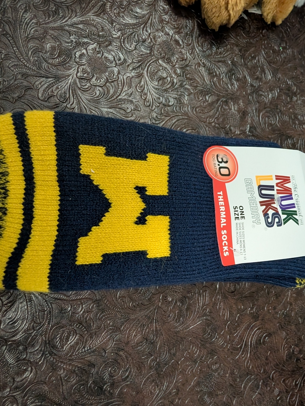 MUK LUKS Navy & Yellow Thermal Socks with 'M' Logo